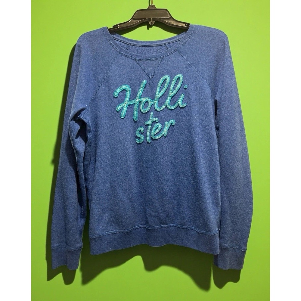 Vintage Hollister Sweatshirt Y2K Women's Size Large Blue Embroidered Sequins L